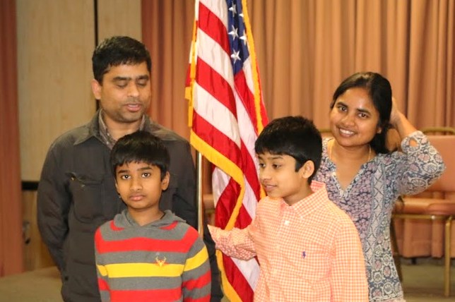 Patriot's Pen winner posing with his family.